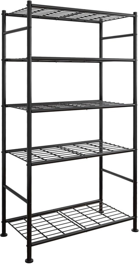 Sakugi Storage Shelves - 5 Tier Shelf Organizer, Heavy Duty Garage Shelving Unit with Leveling Feet, Stable Metal Shelves Organizer for Pantry, Kitchen and Closet, 33.0" W x 12.6" D x 72.0" H, Black