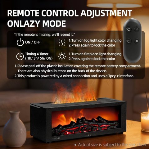 Essential Oil Diffuser, Fireplace Flame oil Diffuser Humidifier, 7 Colors Aromatherapy, Essential Oil Diffuser, Ultrasonic Aroma Humidifier, with Timer for Home, Bedroom, Office, Yoga