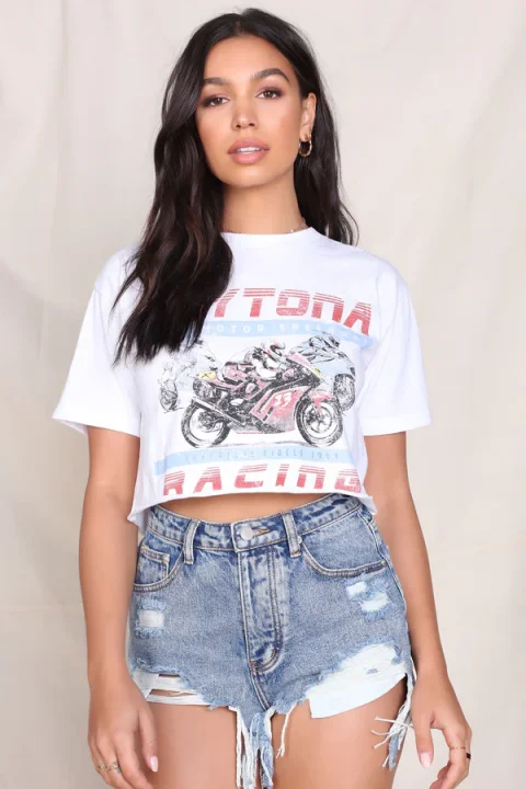 Laila Motorcycle Graphic Tee - White/combo