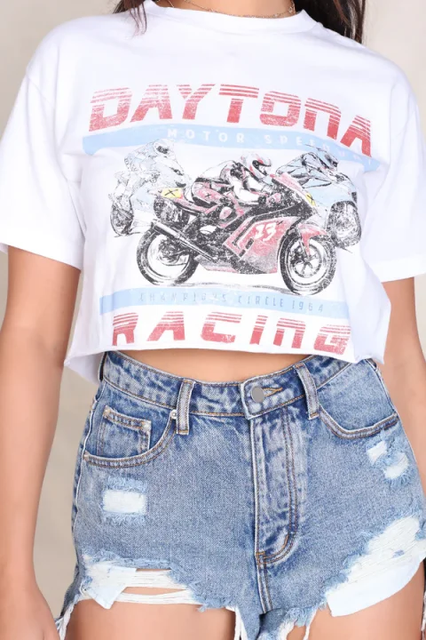 Laila Motorcycle Graphic Tee - White/combo