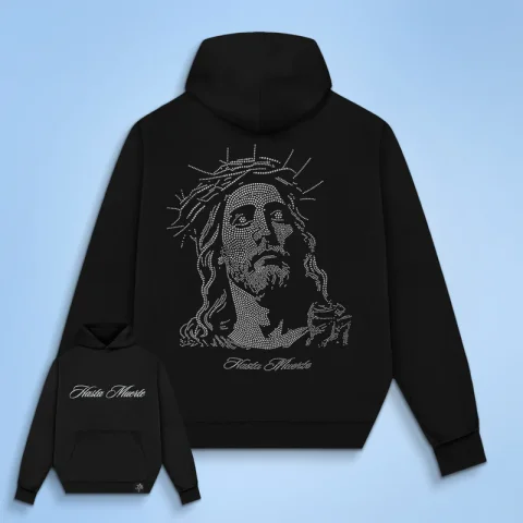 Jesus Rhinestone HW Hoodie - RP F/B