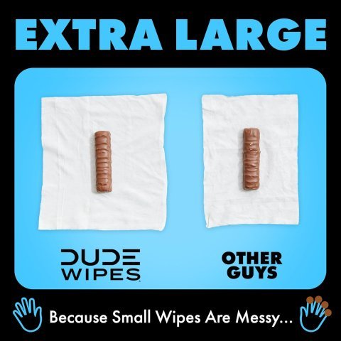 DUDE Wipes Unscented Flushable Wipes - Extra-Large Adult Wet Wipes For Sensitive Skin