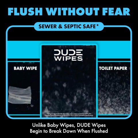 DUDE Wipes Unscented Flushable Wipes - Extra-Large Adult Wet Wipes For Sensitive Skin