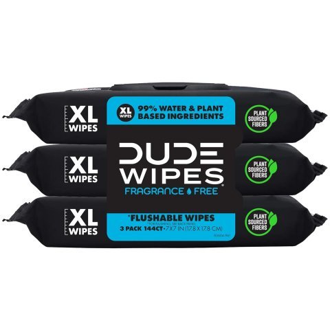 DUDE Wipes Unscented Flushable Wipes - Extra-Large Adult Wet Wipes For Sensitive Skin
