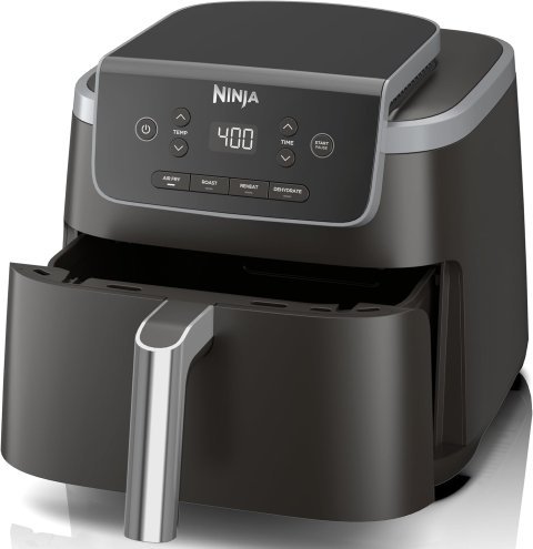 Ninja Air Fryer with Air Crisp | 5 QT Capacity fits up to 4lbs of Fries | 4-in-1 Pro Air Fry, Roast, Reheat, Dehydrate | 400°F Max Temp | 1750 Watts | W/Nonstick Basket & Crisper Plate | Grey | AF141