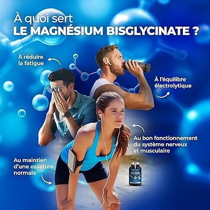 Magnesium Bisglycinate + Vitamin B6 - Sleep, Stress, Fatigue - Maximum Absorption & Easy Assimilation - 90 Vegan Capsules - Nutrimea - Made in Franc
