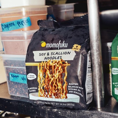 Momofuku Soy and Scallion Ramen Noodles by David Chang, 4 Pack of Restaurant Quality Air-Dried Instant Noodles Now with More Sauce & 10g of Protein