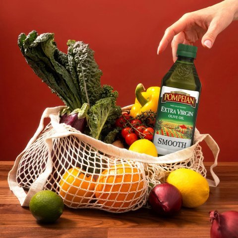 Extra Virgin Olive Oil Pompeian Smooth - 68 Fl Oz - First Cold Pressed Olive Oil for Cooking - Smooth Taste for Sauteing, Stir-Frying, and Baking
