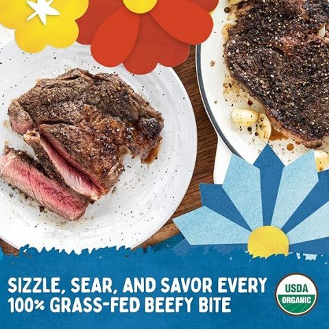 Verde Farms, Beef Sirloin Steaks, Organic, Grass-Fed | 0.75 lbs |Pack of 2