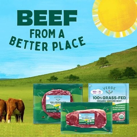Verde Farms, Beef Sirloin Steaks, Organic, Grass-Fed | 0.75 lbs |Pack of 2