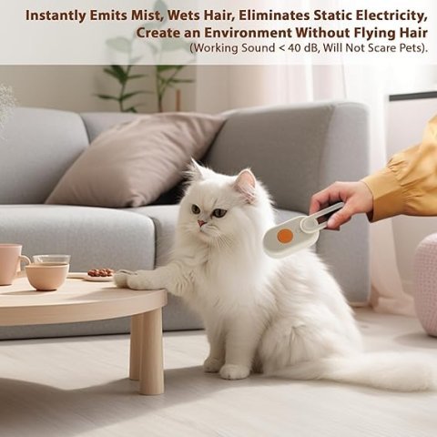 4 in 1 Cat Steam Brush for Shedding, Rechargeable Cat Brush with Steam, Anti-Static Steam Pet Brush, Massage, Cleaning, Shedding & Combing All In One!