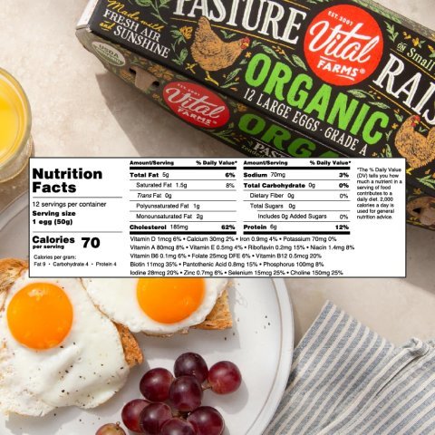 Vital Farms Organic Pasture-Raised Large Eggs 12ct