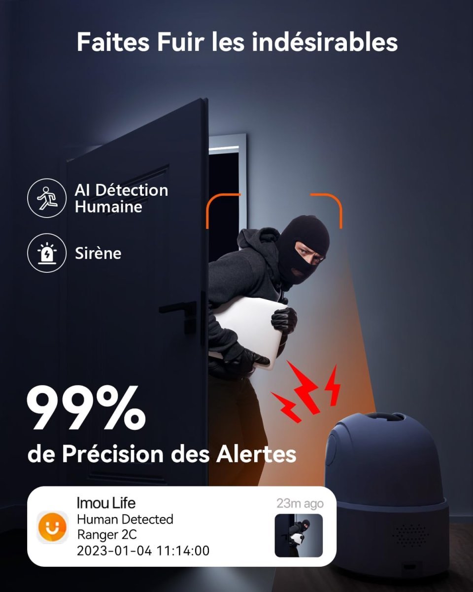 Imou 2K(3MP) WiFi Surveillance Camera Indoor 360° Smart Camera with Human Detection AI Tracking Two-Way Audio Siren Alexa Compatible for Baby/Pets