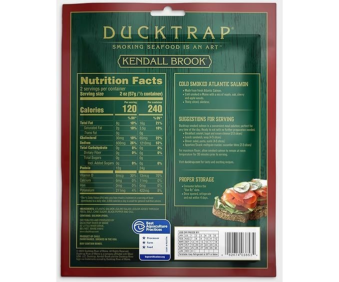 Ducktrap River Responsibly Farmed Plain Smoked Salmon, 4 OZ