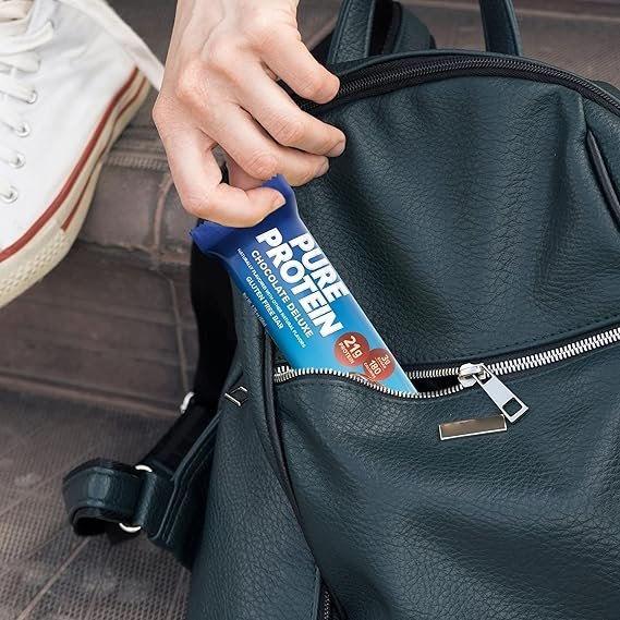 Pure Protein Chocolate Deluxe Protein Bars – 21g Protein, 3g Sugar, 190 Calories (12 count) Low Sugar* High Protein Snack - Gluten Free - Perfect for a Healthy Snack