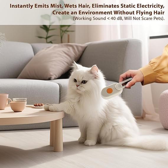 4 in 1 Cat Steam Brush for Shedding, Rechargeable Cat Brush with Steam, Anti-Static Steam Pet Brush, Massage, Cleaning, Shedding & Combing All In One!