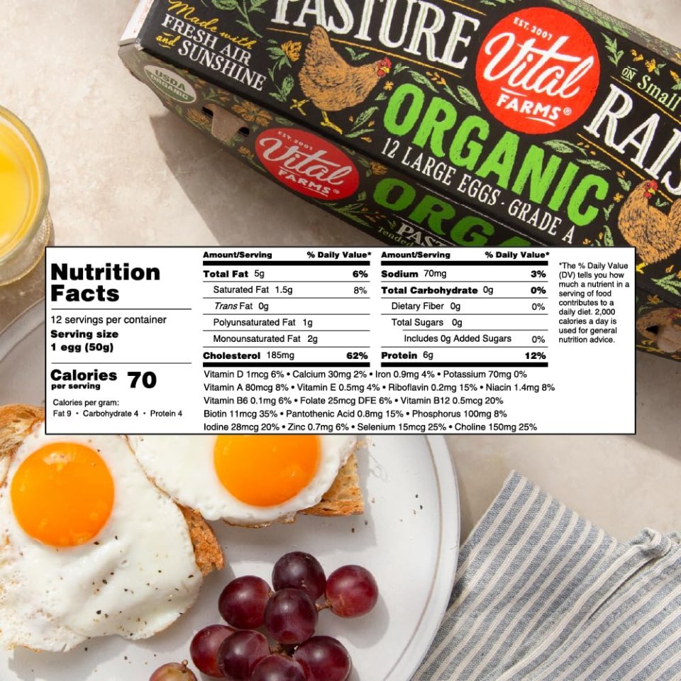Vital Farms Organic Pasture-Raised Large Eggs 12ct