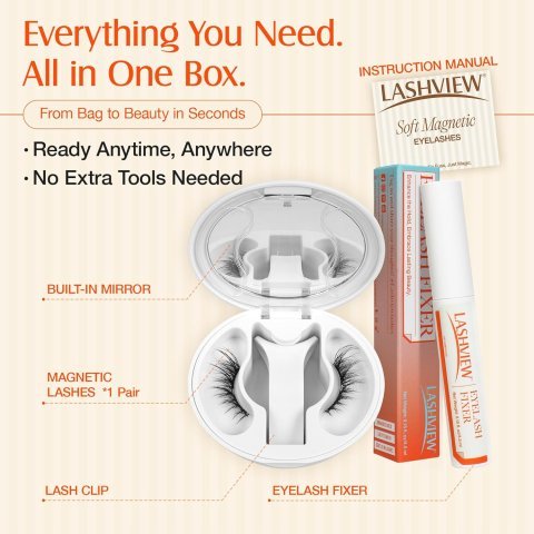 Reusable Magnetic Eyelashes Set with Tweezers | Glue-Free Fluffy Lashes