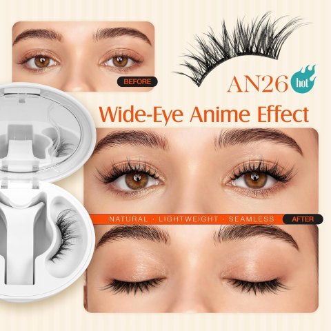 Reusable Magnetic Eyelashes Set with Tweezers | Glue-Free Fluffy Lashes