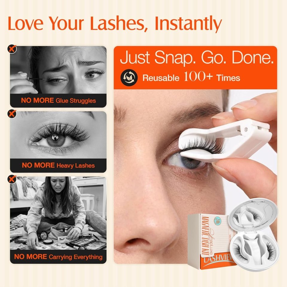 Reusable Magnetic Eyelashes Set with Tweezers | Glue-Free Fluffy Lashes
