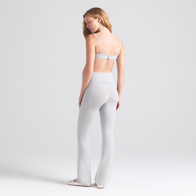 Cotton Jersey Maternity Foldover Pants in Light Heather Grey