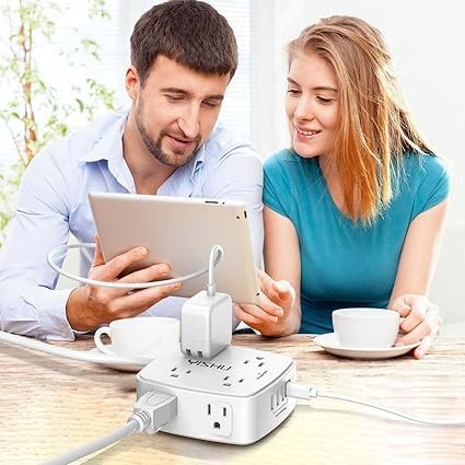 Buy 6 Ft Surge Protector Power Strip Online | 8 AC Outlets with 4 USB Ports, Flat Plug Extension Cord