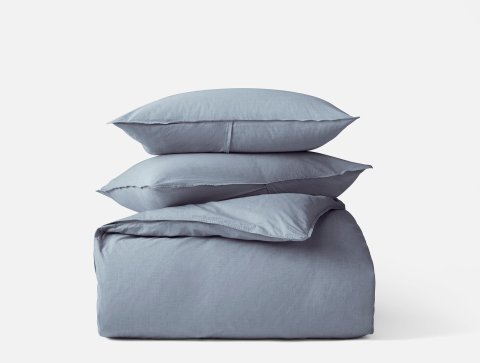 Buy Organic Crinkled Percale Duvet Set Online | Soft Breathable Organic Cotton Bedding Set