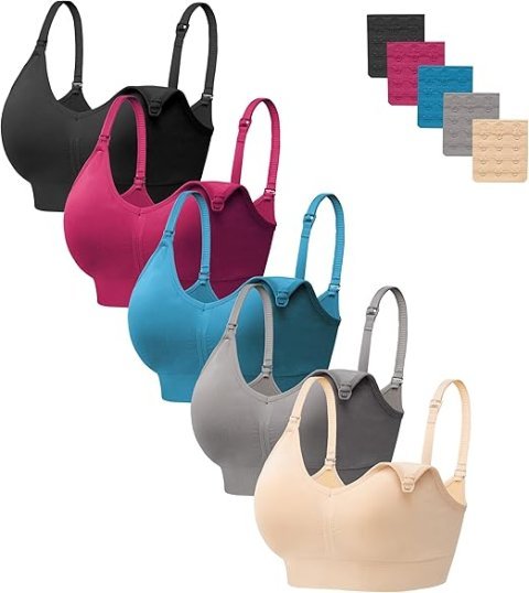 Buy HBselect 5-Pack Seamless Maternity Nursing Bras Online | Soft Breastfeeding Sleep Bralettes with Extenders