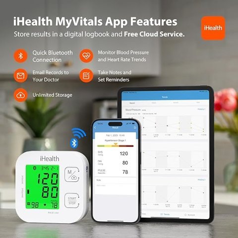 Buy iHealth Track Smart Upper Arm Blood Pressure Monitor Online | Bluetooth Blood Pressure Machine with Wide Range Cuff