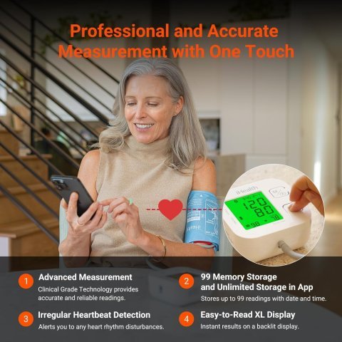 Buy iHealth Track Smart Upper Arm Blood Pressure Monitor Online | Bluetooth Blood Pressure Machine with Wide Range Cuff