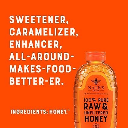 Buy Nate's 100% Pure Raw & Unfiltered Honey Online | Natural Premium Honey in 32 oz Squeeze Bottle