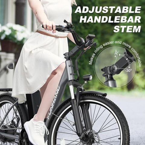 Buy Funhang 26" City Cruiser Electric Bike for Adults Online | 1000W Peak Commuter E-Bike with 48V Battery
