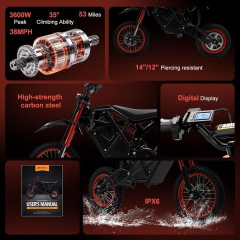 Buy Electric Dirt Bike for Teens & Adults Online | 3600W Mid-Drive Off-Road Electric Motorcycle