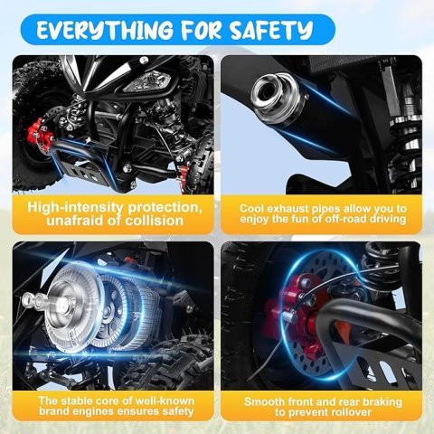 Buy 50cc Kids Gas ATV Online | 2-Stroke Gas Powered 4-Wheeler with Safety Features
