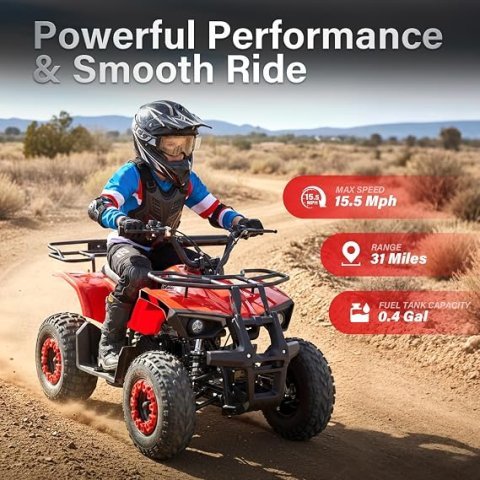 Buy 49cc Kids Gas ATV Online | All-Terrain Gas Powered 4-Wheeler with Hydraulic Brakes