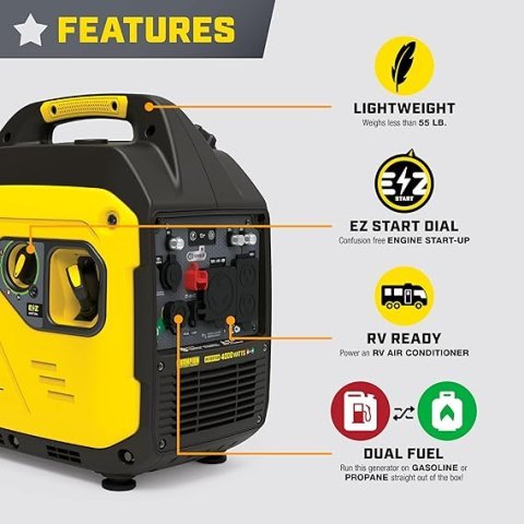 Buy Champion 4000-Watt Dual Fuel Portable Inverter Generator Online | RV Ready Quiet Generator with Gas & Propane