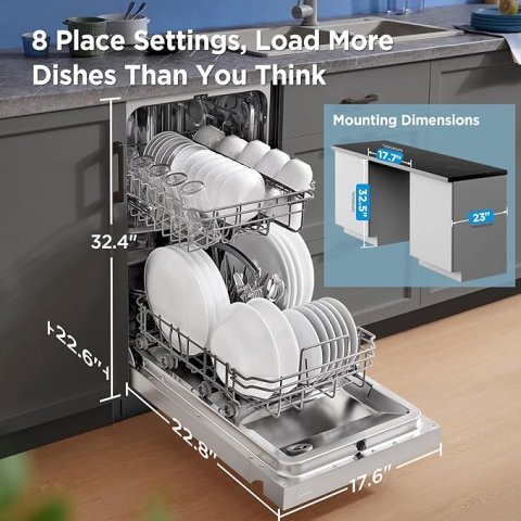 Buy Midea 18-Inch Built-In Dishwasher Online | Slim Energy Star Dishwasher with Heated Dry