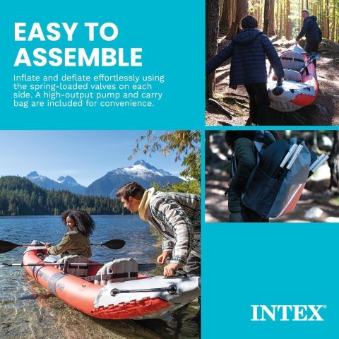 Buy INTEX Excursion Pro K2 Inflatable Kayak Set Online | 2-Person Fishing & Recreational Kayak with Paddles & Pump