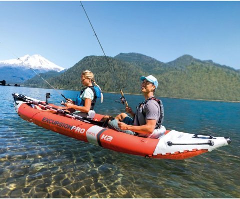 Buy INTEX Excursion Pro K2 Inflatable Kayak Set Online | 2-Person Fishing & Recreational Kayak with Paddles & Pump