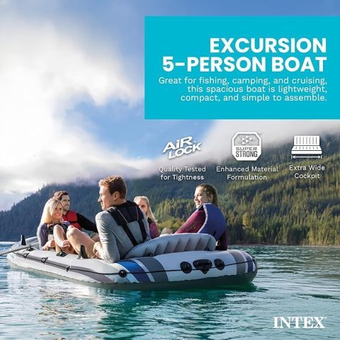 Buy Intex Excursion 5 Person Inflatable Boat Online | 5-Seater Fishing & Recreational Raft with Oars