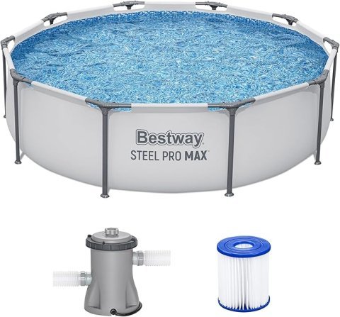 Buy Bestway Steel Pro MAX 10' x 30" Above Ground Swimming Pool Online | Round Family Pool with Filter Pump