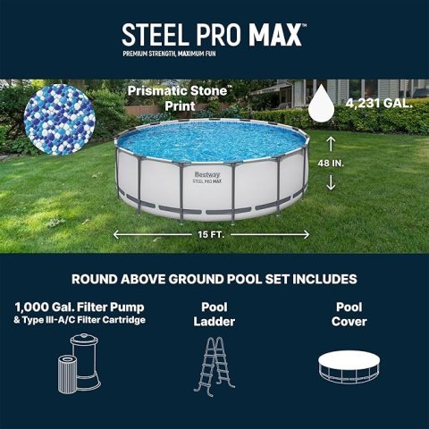 Buy Bestway Steel Pro MAX 10' x 30" Above Ground Swimming Pool Online | Round Family Pool with Filter Pump