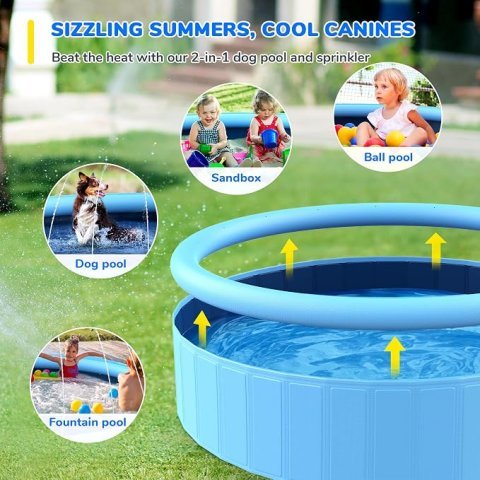 Buy 63-Inch Foldable Dog Pool Online | Heavy-Duty Non-Slip Splash Pool for Dogs & Kids