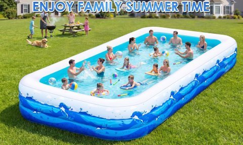 Buy Extra Large Inflatable Pool for Adults Online | 165" Family Blow-Up Swimming Pool with Cute Animal Print