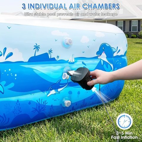 Buy Extra Large Inflatable Pool for Adults Online | 165" Family Blow-Up Swimming Pool with Cute Animal Print