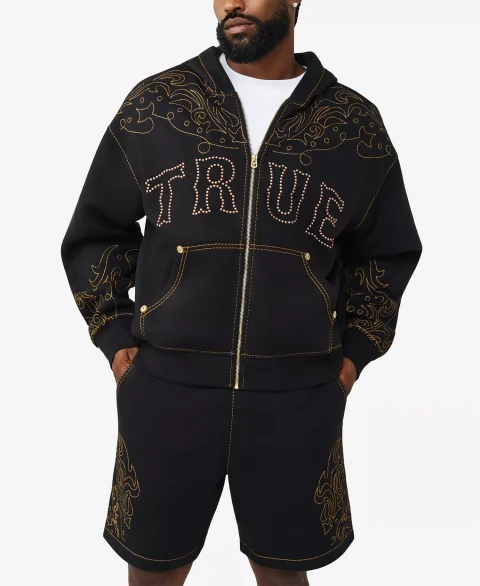 Buy True Religion Rodeo Big T Boxy Zip Hoodie Online | Men's Outdoor Fitness Layer