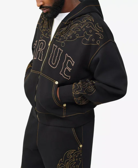 Buy True Religion Rodeo Big T Boxy Zip Hoodie Online | Men's Outdoor Fitness Layer
