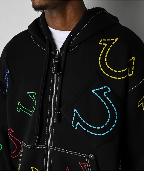 Buy True Religion Horseshoe Big T Boxy Zip Hoodie Online | Men's Winter Gym Jacket
