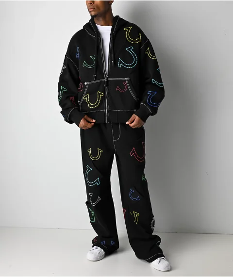 Men’s Horseshoe Big T Boxy Zip Hoodie for Winter Workouts