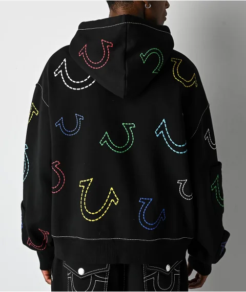 Men’s Horseshoe Big T Boxy Zip Hoodie for Winter Workouts